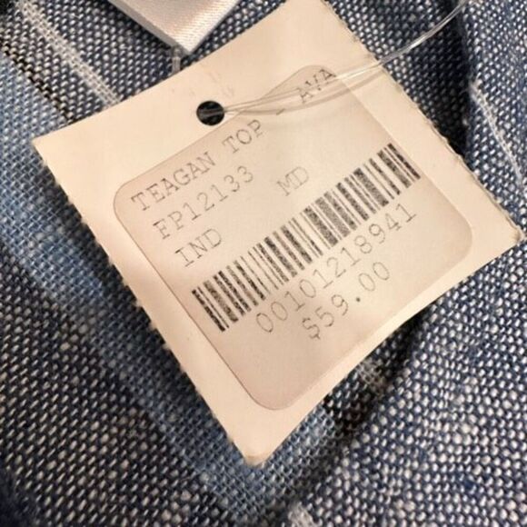 NWT Supply & Demand Women's Striped Linen Fringe Sleeveless Tank Top Blue Medium - Picture 12 of 14